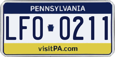 PA license plate LFO0211