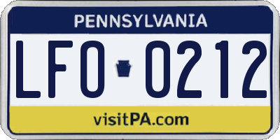 PA license plate LFO0212