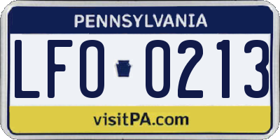 PA license plate LFO0213
