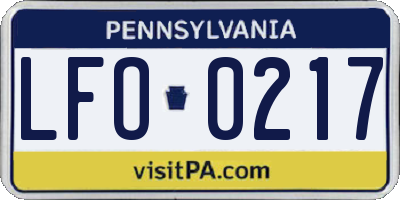 PA license plate LFO0217