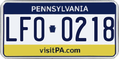 PA license plate LFO0218