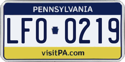 PA license plate LFO0219