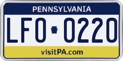 PA license plate LFO0220