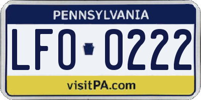 PA license plate LFO0222