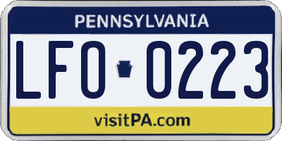 PA license plate LFO0223