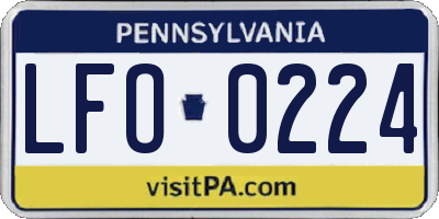 PA license plate LFO0224