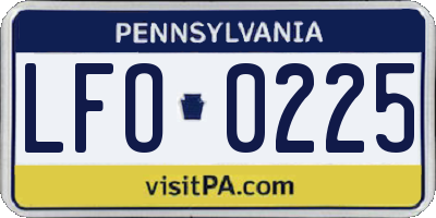 PA license plate LFO0225