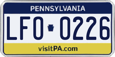 PA license plate LFO0226