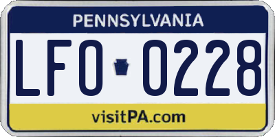 PA license plate LFO0228