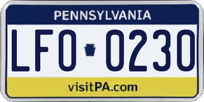 PA license plate LFO0230