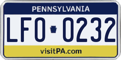 PA license plate LFO0232