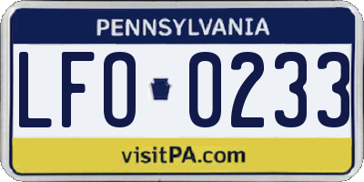 PA license plate LFO0233
