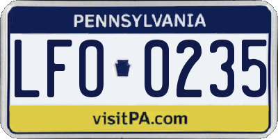 PA license plate LFO0235
