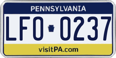 PA license plate LFO0237