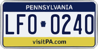 PA license plate LFO0240