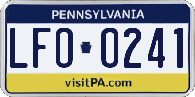 PA license plate LFO0241