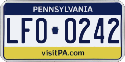 PA license plate LFO0242