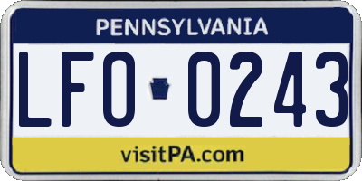 PA license plate LFO0243