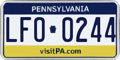 PA license plate LFO0244