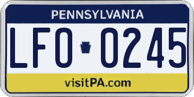 PA license plate LFO0245