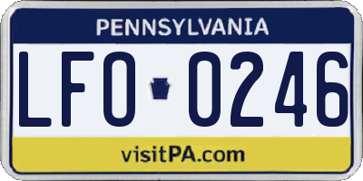 PA license plate LFO0246