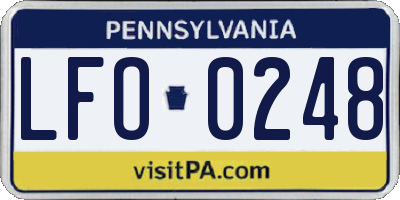 PA license plate LFO0248