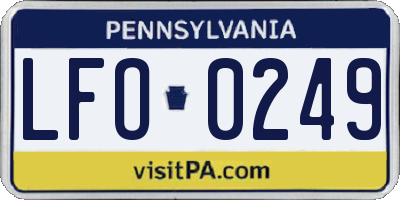PA license plate LFO0249
