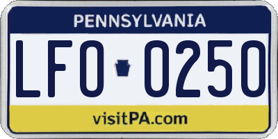 PA license plate LFO0250