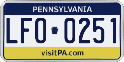 PA license plate LFO0251