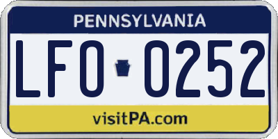 PA license plate LFO0252