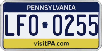 PA license plate LFO0255