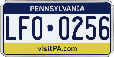PA license plate LFO0256