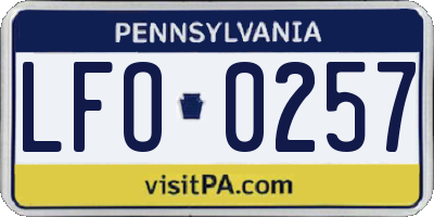 PA license plate LFO0257