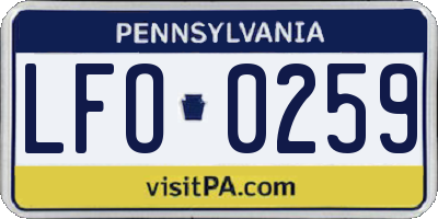 PA license plate LFO0259