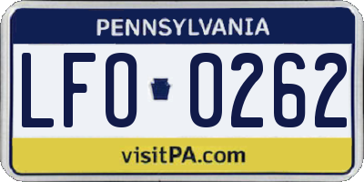 PA license plate LFO0262