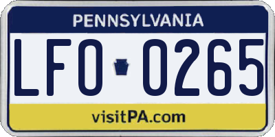 PA license plate LFO0265