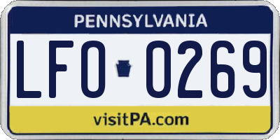 PA license plate LFO0269