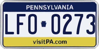 PA license plate LFO0273