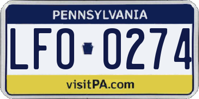 PA license plate LFO0274