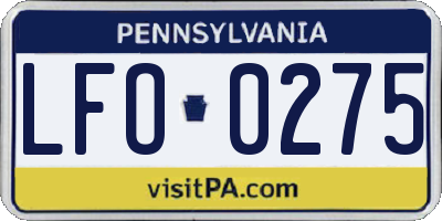 PA license plate LFO0275