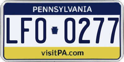 PA license plate LFO0277