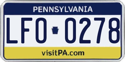 PA license plate LFO0278