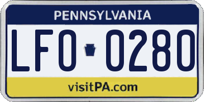 PA license plate LFO0280
