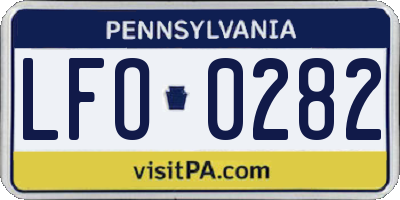 PA license plate LFO0282