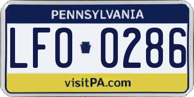 PA license plate LFO0286