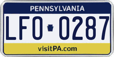 PA license plate LFO0287