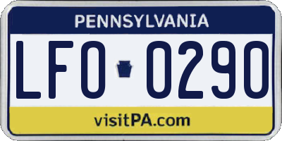 PA license plate LFO0290