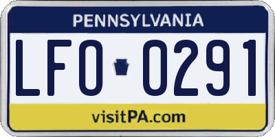 PA license plate LFO0291