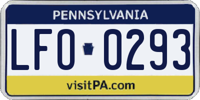PA license plate LFO0293