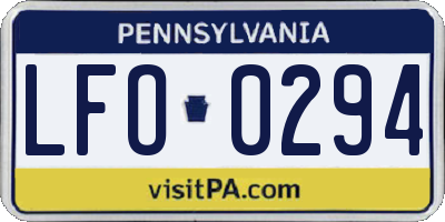 PA license plate LFO0294